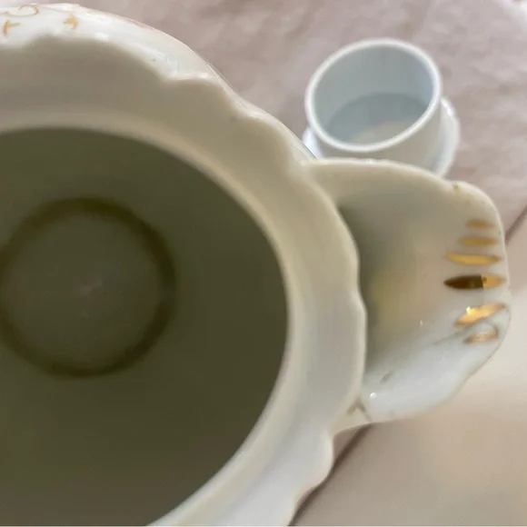 Dresden Germany Antique Porcelain Teapot Coffee Chocolate Pot Pitcher Roses Gold - Picture 15 of 16